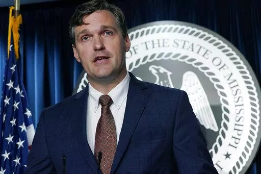 Ryan Miller, Executive Director of Accelerate Mississippi, a workforce development program, speaks during a news conference, Tuesday, June 29, 2021, in Jackson, Miss. Miller said in May 2022 that the organization is working with an accounting firm and setting regulations to ensure workforce training dollars are spent properly. (AP Photo/Rogelio V. Solis, file)