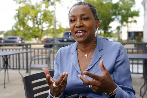 Vangela M. Wade, president and chief executive officer of Mississippi Center for Justice speaks about the center's project on Oct. 14, 2021, in Madison, Miss. Wade criticized a federal appeals court ruling on Wednesday, Aug. 24, 2022, that will continue to block voting rights for people convicted of some felonies in Mississippi. (AP Photo/Rogelio V. Solis, File)