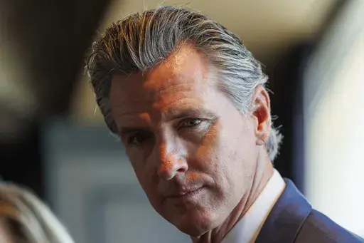 California Gov. Gavin Newsom meets with New Zealand Prime Minister Christopher Luxon and members of the California delegation at Oracle Park in San Francisco, July 12, 2024. (AP Photo/Juliana Yamada, Pool, File)