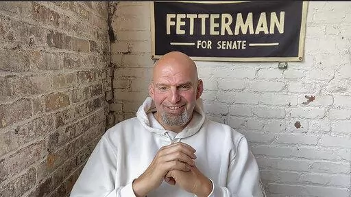 Pennsylvania Lt. Gov. John Fetterman, the Democratic candidate for the Pennsylvania Senate seat, speaks during a video interview from his home in Braddock, Pa., July 20, 2022. (Julian Routh/Pittsburgh Post-Gazette via AP, File)