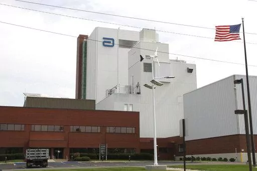 An Abbott Laboratories manufacturing plant is shown in Sturgis, Mich., on Sept. 23, 2010. In mid-February 2022, Abbott announced it was recalling various lots of three powdered infant formulas from the plant, after federal officials began investigating rare bacterial infections in four babies who got the product. Two of the infants died. But it's not certain the bacteria came from the plant; strains found at the plant didn't match the two available samples from the babies. (Brandon Watson/Sturgi