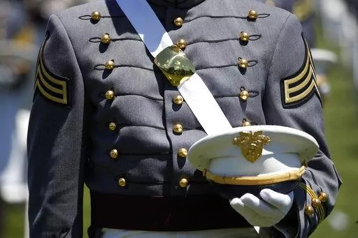 A Cadet listens during a commencement ceremony for the Class of 2020 on the parade field, at the United States Military Academy in West Point, N.Y., June 13, 2020. U.S. officials say reported sexual assaults at the U.S. military academies increased sharply during the 2020-2021 school year, as students returned to in-person classes amid the ongoing pandemic. The increase continues what officials believe is an upward trend at the academies, despite an influx of new sexual assault prevention and tr