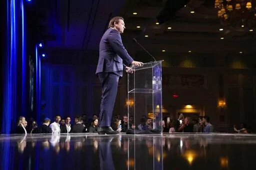 Florida Gov. Ron DeSantis speaks at an annual leadership meeting of the Republican Jewish Coalition, Nov. 19, 2022, in Las Vegas. DeSantis has emerged as a political star early in the 2024 presidential election season even as he ignores many conventions of modern politics. (AP Photo/John Locher, File)