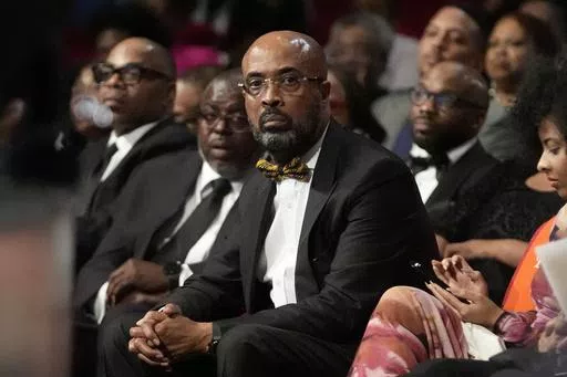 The Rev. Frederick D. Haynes III sits before speaking, Feb. 1, 2024, in Dallas. The Dallas pastor who took over leadership of the Rev. Jesse Jackson’s longtime civil rights organization resigned Tuesday, April 16, after less than three months on the job. (AP Photo/LM Otero, File)