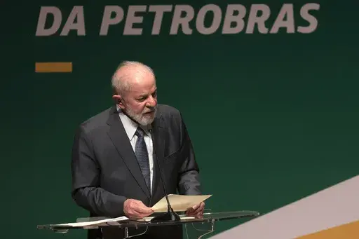 Brazil's President Luiz Inacio Lula da Silva speaks during the inauguration ceremony for the new president of the state-run oil company Petrobras, in Rio de Janeiro, Brazil, June 19, 2024. (AP Photo/Bruna Prado, File)