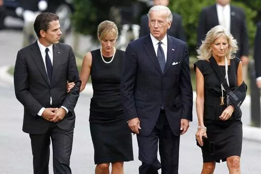 Hunter Biden walks with his then-wife Kathleen, along with Vice President Joe Biden and Jill Biden for the internment services for Sen. Edward Kennedy at Arlington National Cemetery in Arlington, Va, on Aug. 29, 2009. Kathleen Buhle, the ex-wife of President Joe Biden's son Hunter, says she has "total control over my life now," five years after her divorce, as she opens up about her marriage in a new memoir. (Jim Bourg/Pool via AP)