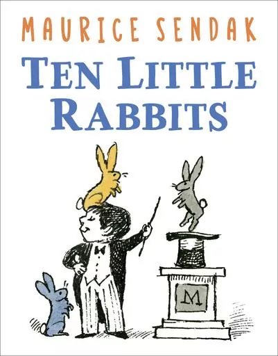 This image released by HarperCollins Children's Books shows cover art for a rare Maurice Sendak picture story, "“Ten Little Rabbits," originally a pamphlet for a 1970 museum fundraiser, will be coming out in book form on Feb. 6. “Ten Little Rabbits” is a count-along picture book about a boy magician named Mino and his magic hat. Sendak conceived the pamphlet for the Philadelphia-based Rosenbach Museum, where he once served as honorary president. (HarperCollins Children's Books via AP)