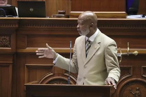 Democratic South Carolina Sen. Ronnie Sabb speaks against a bill restricting how teachers discuss race in K-12 classrooms on Wednesday, May 11, 2023 in Columbia, S.C. The Republican-controlled Senate passed the bill late Wednesday night. (AP Photo/James Pollard)