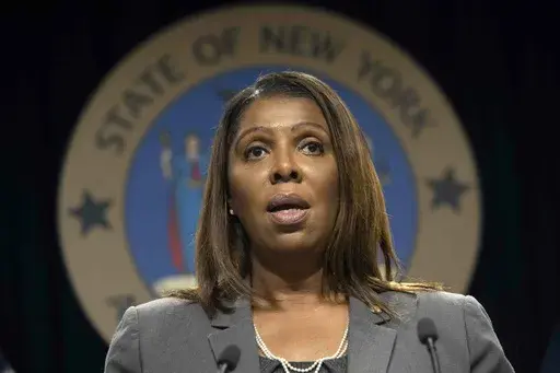 New York Attorney General Letitia James speaks during a news conference, in New York, June 11, 2019. (AP Photo/Mary Altaffer, File)
