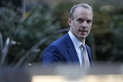 Britain's Deputy Prime Minister Dominic Raab arrives at 10 Downing Street in London, Tuesday, Jan. 18, 2022. Raab has resigned after an independent investigation into complaints that he bullied civil servants. Raab’s decision Friday, April 21, 2023 came the day after Prime Minister Rishi Sunak received findings into eight formal complaints that Raab, who is also justice secretary, had been abusive toward staff during a previous stint in that office and while serving as foreign secretary and Br
