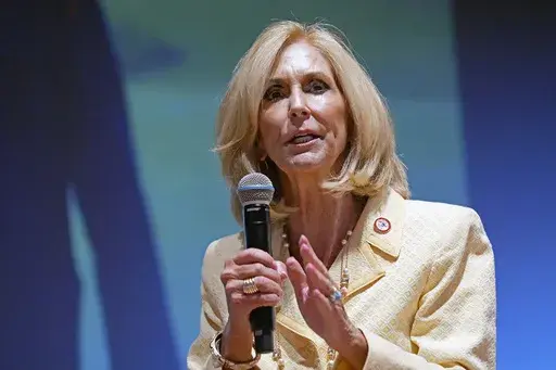 Mississippi Attorney General Lynn Fitch speaks before a crowd at a Trump for President rally in Jackson, Miss., June 6, 2024. (AP Photo/Rogelio V. Solis, File)