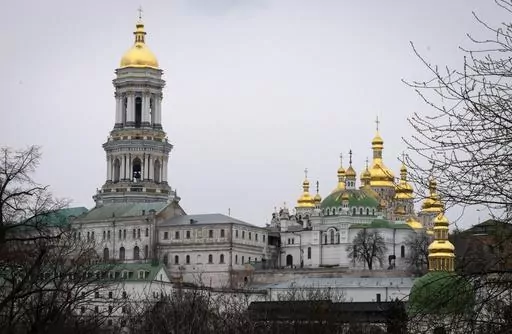 The Monastery of the Caves, also known as Kyiv-Pechersk Lavra, one of the holiest sites of Eastern Orthodox Christians, in Kyiv, Ukraine, Thursday, March 23, 2023. Tensions are on the rise at a prominent Orthodox monastery in Kyiv where the monks are facing eviction later this month. The Ukrainian government accuses the monks of links to Moscow, even though they claim to have severed ties with the Russian Orthodox Church following Russia's full-scale of invasion of Ukraine. (AP Photo/Efrem Lukat