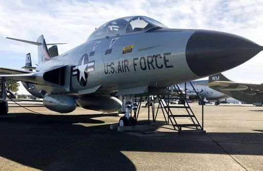 The F101B Voodoo is displayed at the Air Mobility Command Museum at Dover Air Force Base in Dover, Del., on Oct. 22, 2022. The Voodoo was a two-crew member fighter. The airplane is the fighter used by the squadron in which Gary Fields’ father, Willie "Bill" Mount Jr., served in the 1960s. The F101B Voodoos could carry two Douglas Genie air-to-air missiles which were designed to be used against incoming enemy bomber formations. Each missile was armed with a 1.5-kiloton atomic warhead. (AP Photo
