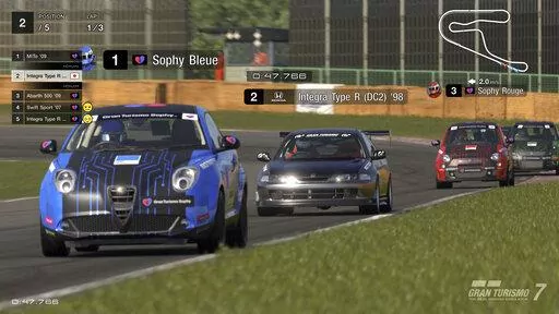 This image released by Sony Interactive Entertainment shows a scene from the video game Gran Turismo Sophy. Grand Turismo players have been competing against computer-driven race cars since the franchise launched in the 1990s, but the new AI driver that was unleashed last week on Grand Turismo 7 is smarter and faster because it's been trained using the latest AI methods. (Sony Interactive Entertainment via AP)