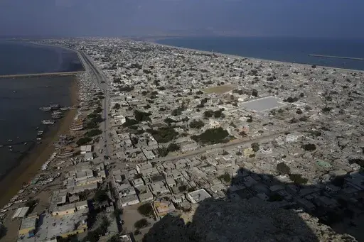 The city of Gwadar, Pakistan, is seen from a hilltop, Monday, Jan. 13, 2025. (AP Photo/Anjum Naveed)