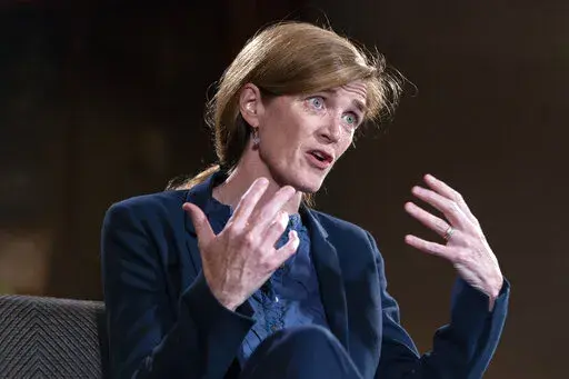 USAID Administrator Samantha Power is interviewed by the Associated Press, Thursday, Aug. 4, 2022, at USAID Headquarters in Washington. (AP Photo/Jacquelyn Martin)
