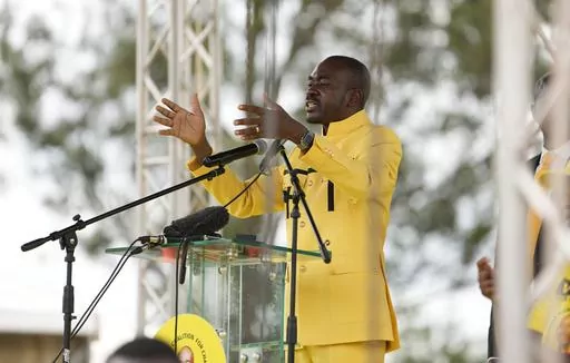 Leader of the opposition CCC party Nelson Chamisa addresses supporters at the party's launch rally in Harare, Zimbabwe, Sunday, Feb 20, 2022. Zimbabwe’s main opposition party went to court Saturday, July 8, 2023 to challenge a police decision to ban it holding a rally in the buildup to what will be highly scrutinized elections next month. The opposition Citizens Coalition for Change party has been told it cannot hold the gathering in the town of Bindura north of the capital Harare on Sunday. (