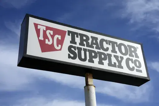 A Tractor Supply Company sign is pictured in Pittsburgh, Feb. 2, 2023. The company announced Thursday, June 27, 2024, that it is ending an array of corporate diversity and climate efforts, after weeks of conservative backlash against the rural retailer have piled up online. (AP Photo/Gene J. Puskar, File)