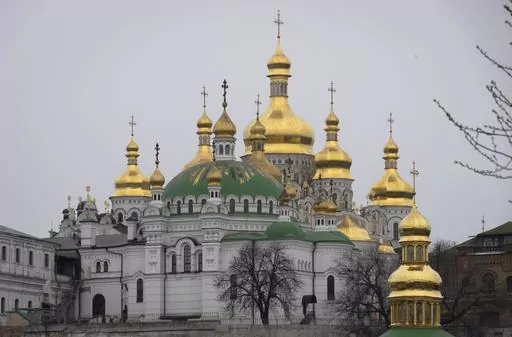 The Monastery of the Caves, also known as Kyiv-Pechersk Lavra, one of the holiest sites of Eastern Orthodox Christians, is seen on March 23, 2023, in Kyiv, Ukraine. Ukraine's parliament overwhelmingly voted Thursday, Oct. 19, to advance legislation seen as effectively banning the Ukrainian Orthodox Church over its ties to Moscow, despite the church's insistence that it is fully independent and supportive of Ukraine's fight against Russian invaders. (AP Photo/Efrem Lukatsky, File)