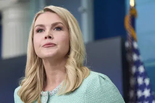White House press secretary Karoline Leavitt speaks with reporters in the James Brady Press Briefing Room at the White House, Tuesday, March 11, 2025, in Washington. (AP Photo/Alex Brandon)