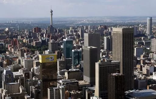 Johannesburg is seen from the sky, Oct. 18, 2009. Johannesburg has established itself as one of the best cities in the world, South Africa's economic hub where careers are made and dreams come true. But over the last few years, that image and reputation has been changing. (AP Photo/Themba Hadebe, File)