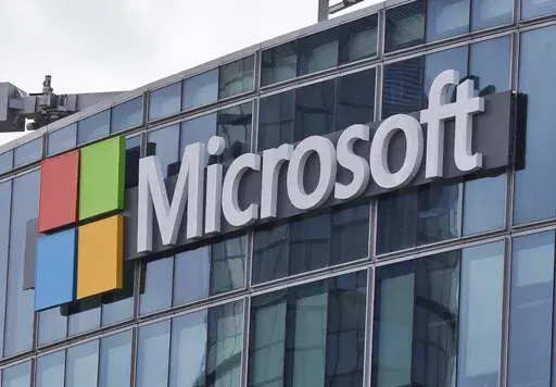 The Microsoft logo in Issy-les-Moulineaux, outside Paris, France, April 12, 2016. The company said Wednesday that Russian operatives are doubling down on fake videos to smear Vice President Kamala Harris’ campaign, while Chinese-linked social media campaigns are maligning down-ballot candidates who are critical of China. Meanwhile, Iranian actors who allegedly sent emails aimed at intimidating U.S. voters in 2020 have been surveying election-related websites and major media outlets, the tech g