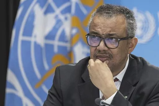 Tedros Adhanom Ghebreyesus, Director General of the World Health Organization (WHO), speaks to journalists during a press conference at the World Health Organization (WHO) headquarters in Geneva, Switzerland, Thursday April 6, 2023. The head of the U.N. health agency says holiday gatherings and the spread of the most prominent variant globally led to increased transmission of COVID-19 last month. (Martial Trezzini/Keystone via AP, File)