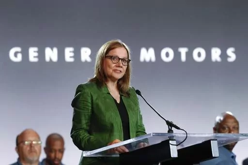 Chief Executive Officer Mary Barra speaks during the opening of contract talks with the United Auto Workers on July 16, 2019, in Detroit. Barra was the second highest paid woman CEO in a survey done by AP and Equilar. She received a base salary of $2.1 million, a $6.3 million performance-based bonus, $1.1 million in perks and $19.5 million in stock and option awards, for a total pay package of $29 million. (AP Photo/Paul Sancya, File)